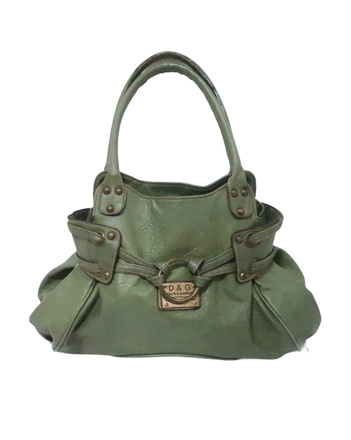 D&G Dolce & Gabbana Forest Green Leather Bag