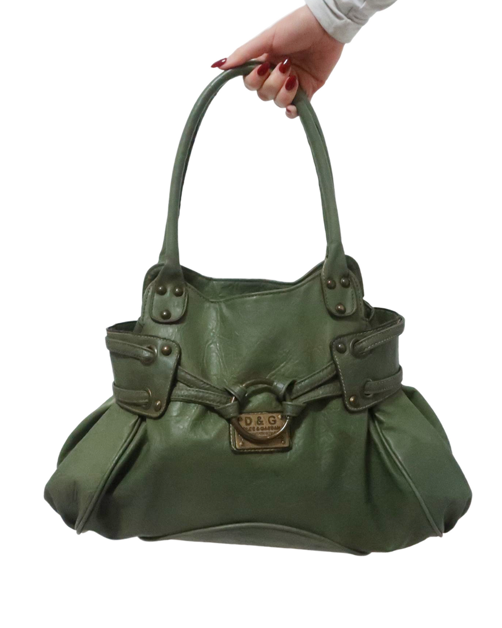 D&G Dolce & Gabbana Forest Green Leather Bag
