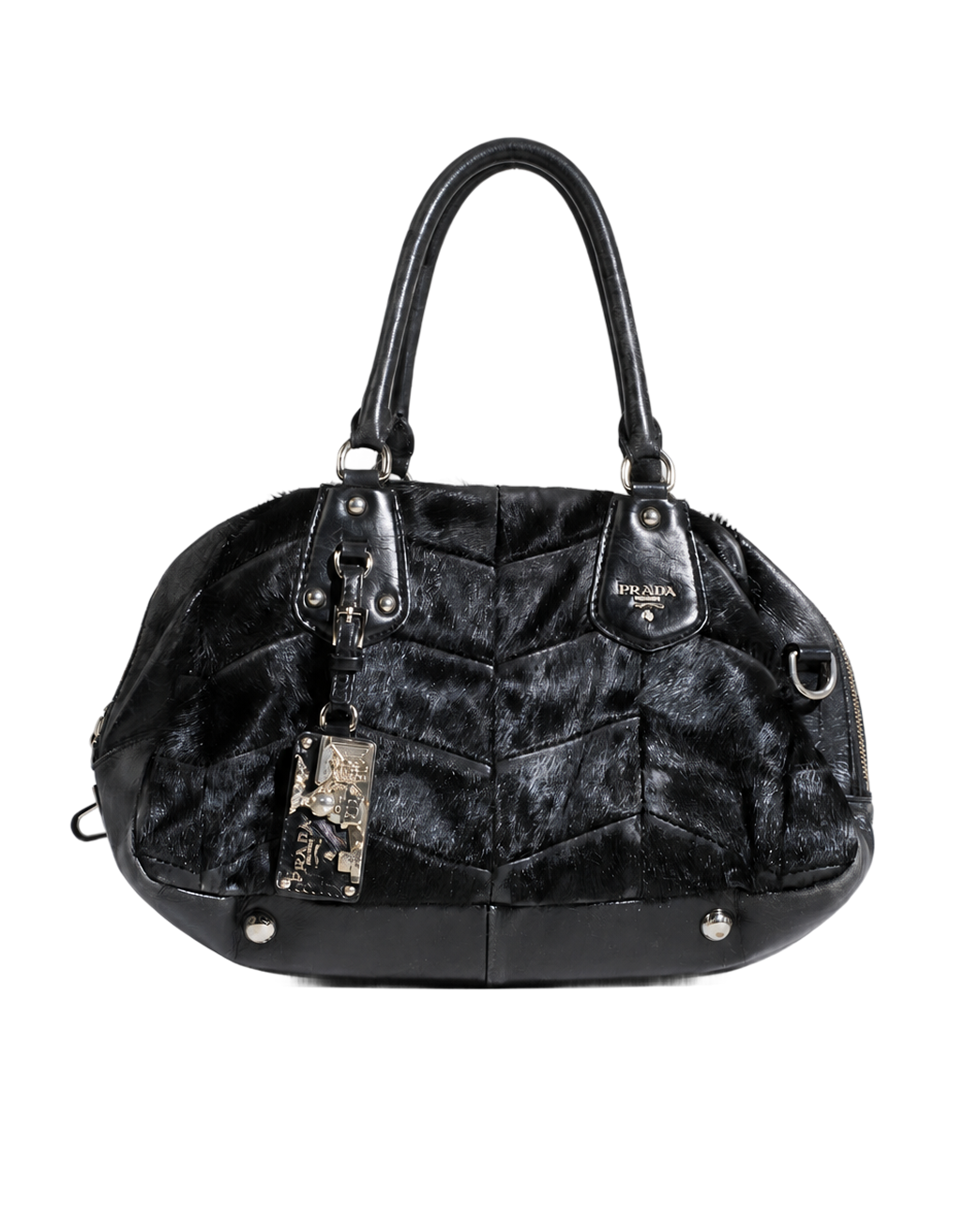 Prada Black Pony Hair Shoulder Bag