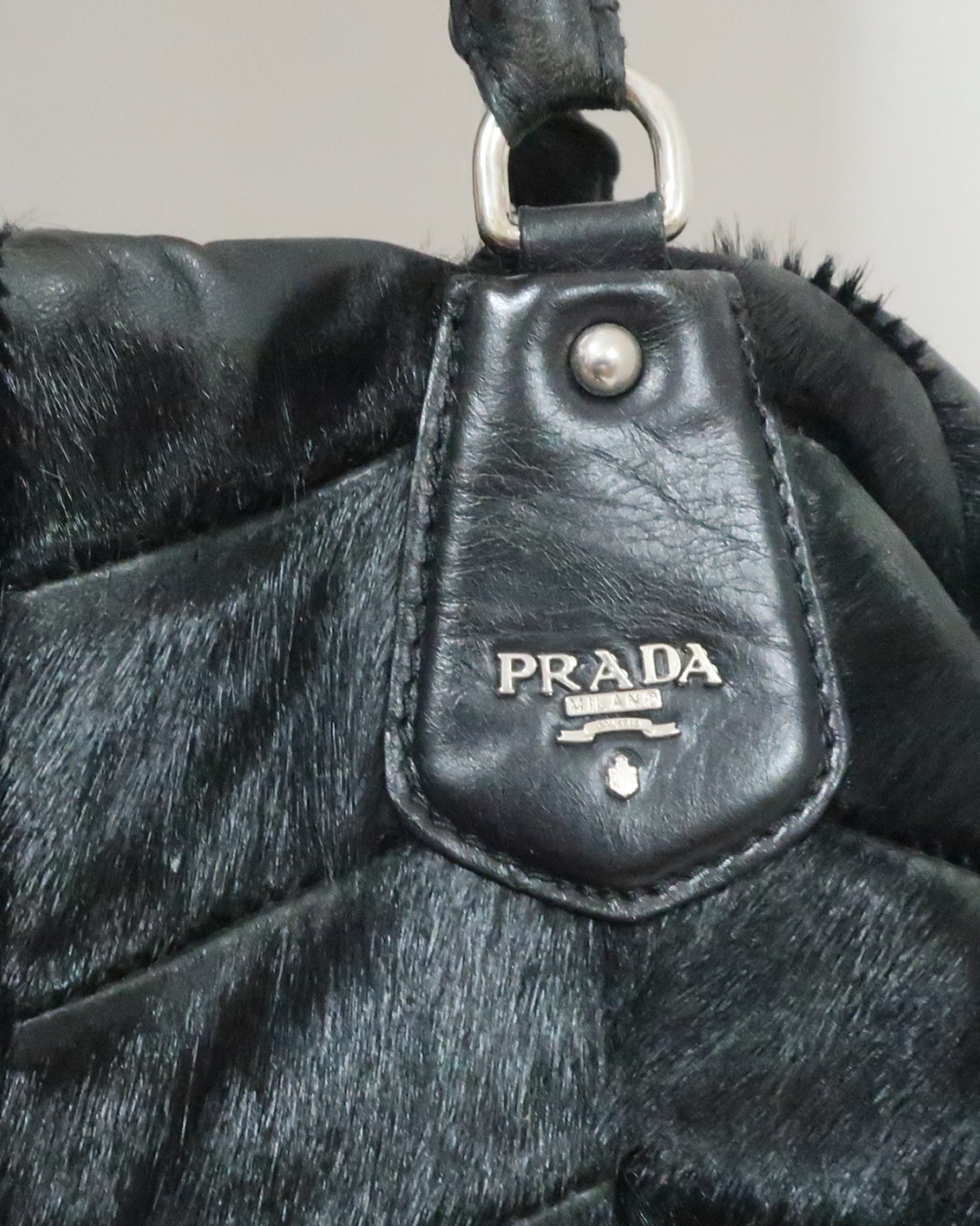 Prada Black Pony Hair Shoulder Bag