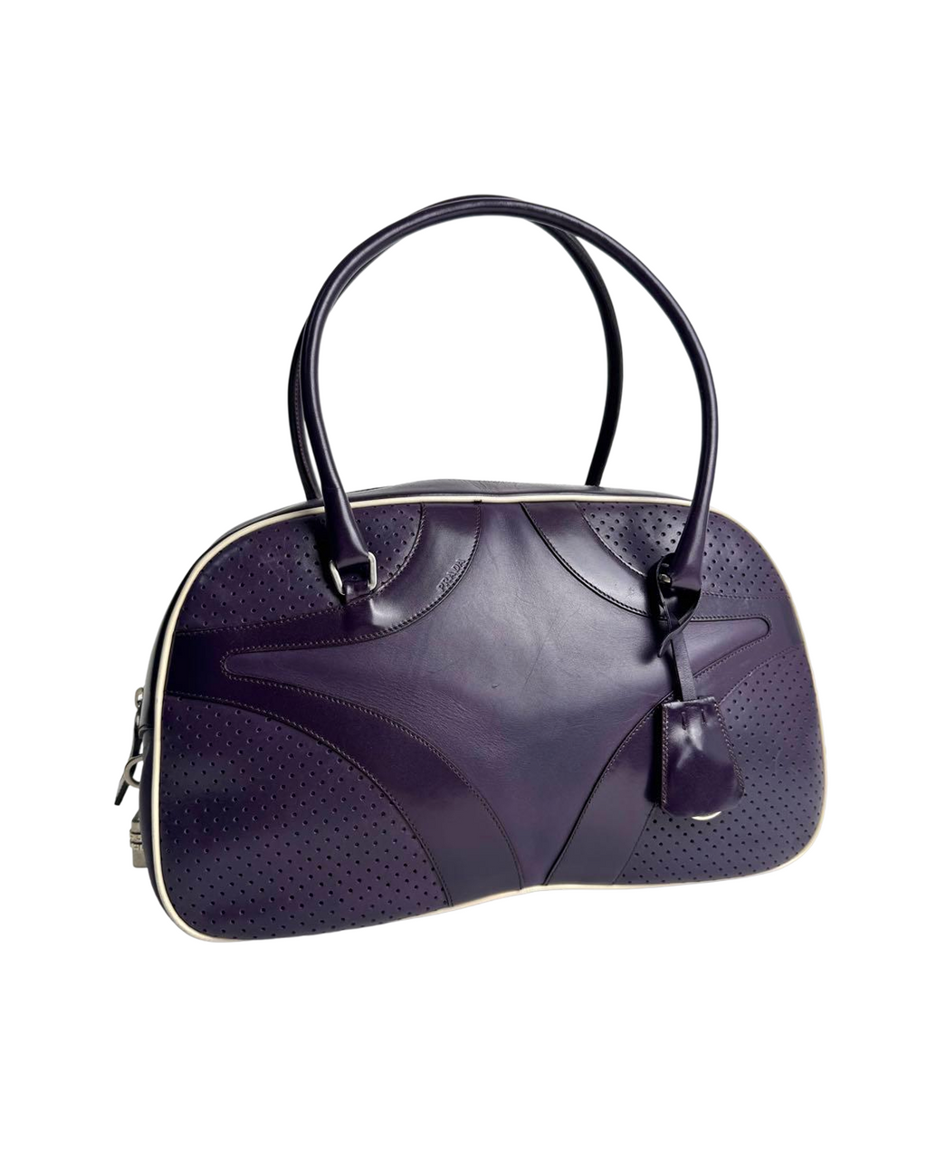 Prada Vitello Drive Purple Bowling Bag
